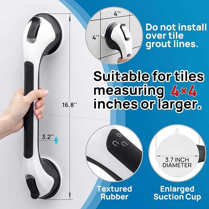 LEVERLOC Grab Bars for Bathtubs and Showers, Shower Handle 17 Inch Strong - Image 4