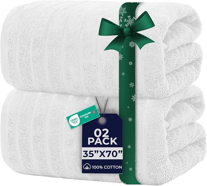 DAN RIVER Pack of 2 Bath Sheet 35x70 Inches, Super Soft Quick Dry Ribbed Cotton by DanRiver