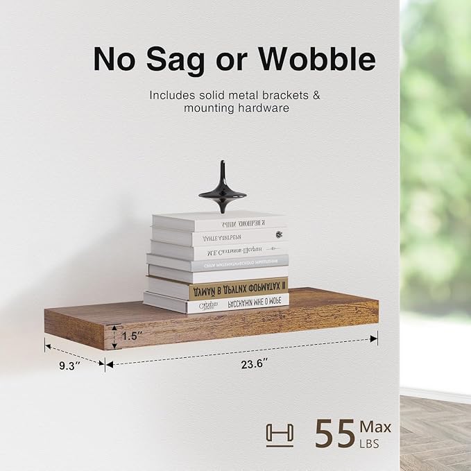 Floating Shelves for Wall Set of 3, 24in Hanging Shelf for Books, Room Decor - Image 3