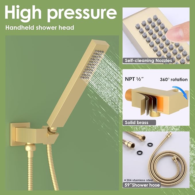 Enga Brushed Gold Rain Shower System - Image 5