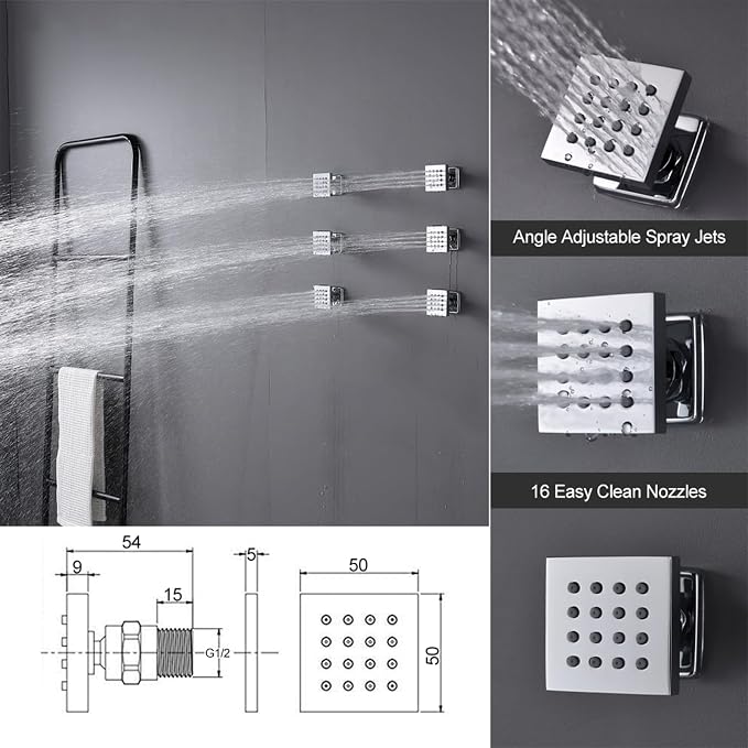 Polished Chrome 16X24 inch Ceiling Mounted Shower Head Set, Digital Display - Image 4