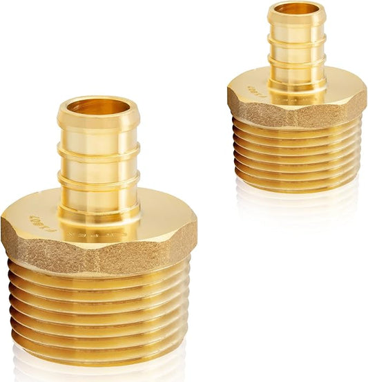 50-Pack HeSun PEX Fittings, 3/4" PEX x 1" Male NPT, Brass Crimp Male Adapter by HeSun