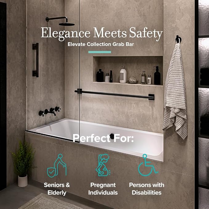 Gatco 944MX Elevate 24" L Grab Bar, Matte Black/ADA Compliant Stainless Steel - Image 6