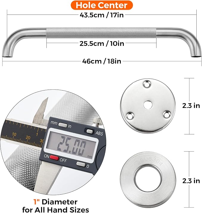Grab Bars for Shower, 1 Pack 18-Inch Anti Slip Shower Handles for Elderly - Image 4