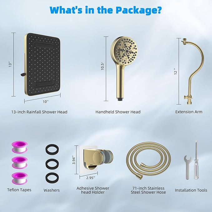 Hibbent High Pressure 13'' Dual Shower Head Combo - Image 8