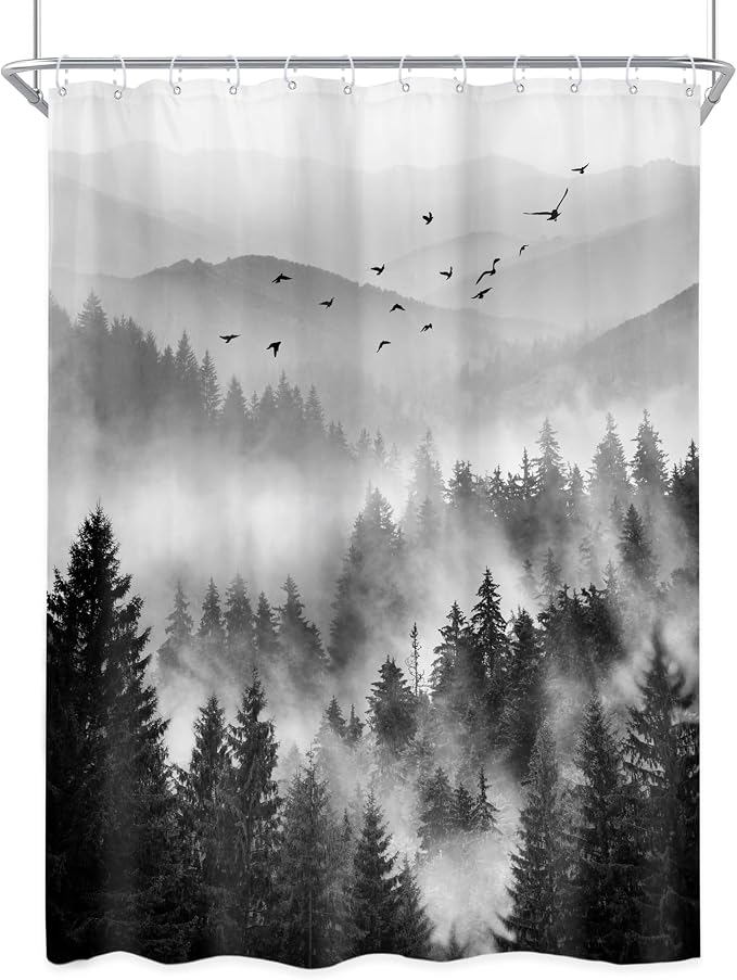 Riyidecor Black and White Shower Curtain 48Wx72H Inch, Stall Narrow Rv Small - Image 8