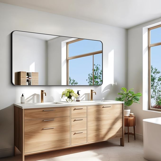 BONEWEI 30x60 inch Bathroom Mirror, Wall Mounted Bathroom Frame Vanity Mirror - Image 2