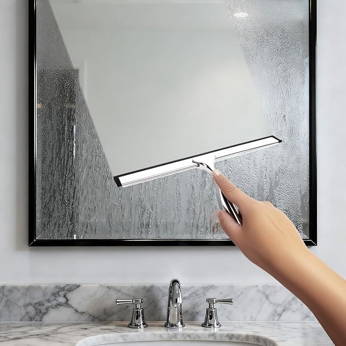 10-Inch Shower Squeegee with Hanger, All-Purpose Stainless Steel and TPR Rubber - Image 5