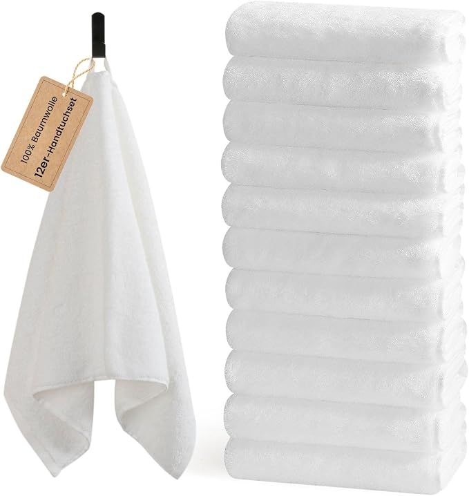 SEMAXE 12 Pack Hand Towels for Bathroom, 100% Cotton Towels by SEMAXE