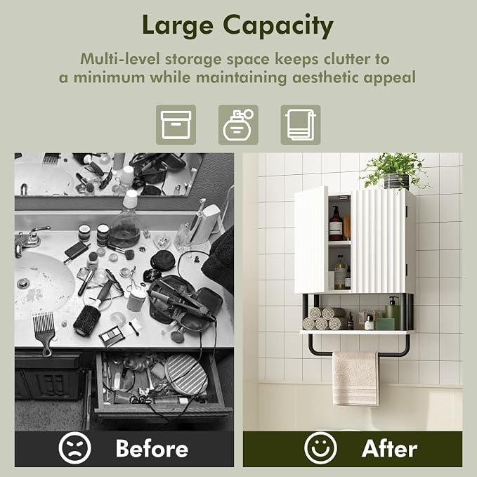 RUSTOWN Fluted Bathroom Wall Cabinet - Image 9