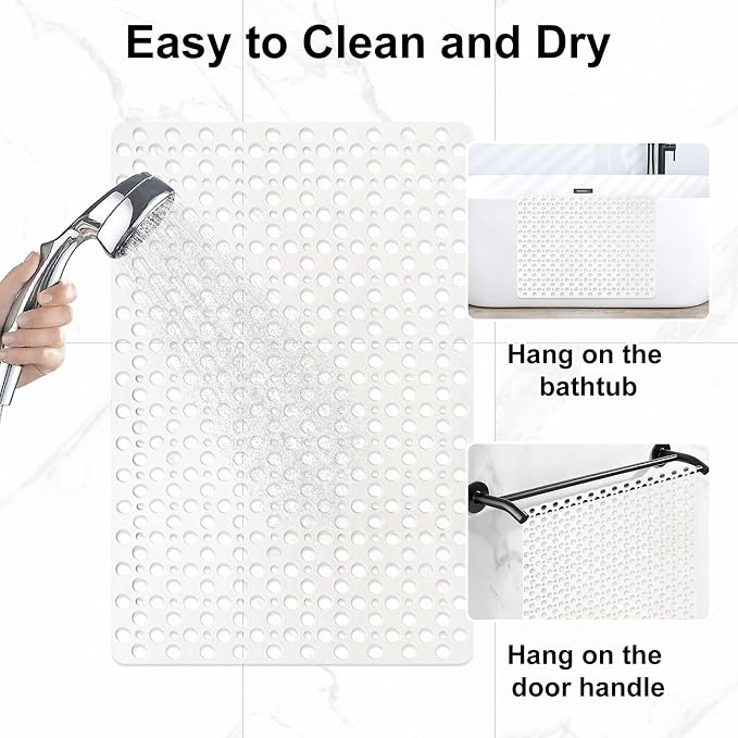 Non Slip Shower Mat with Suction Cups, 23.6x35.4 Inch Quick Drain TPE Anti Slip - Image 7