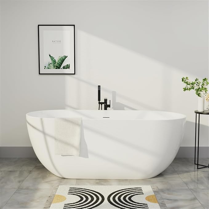 67" Acrylic Freestanding Bathtub, Elegant Oval Free Standing Tub, Soaking Tub by Mokleba