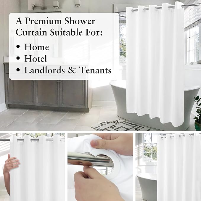 River Dream No Hook Stall Fabric Shower Curtain 48" Wide - Image 3
