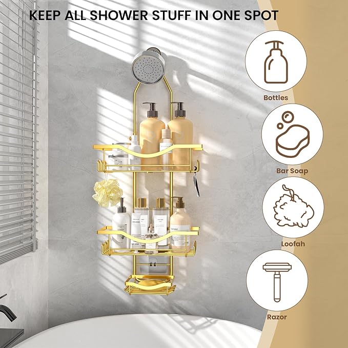 Shower Caddy Hanging Adjustable Shower Caddy, Rustproof Shower Organizer - Image 7