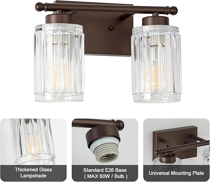 2 Light Bathroom Light Fixtures Modern ORB 12 Inch Vanity Lights - Image 5