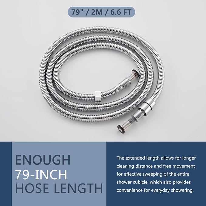 Angle Simple Replacement Shower Hose 79", Stainless Steel Flexible Handheld - Image 8
