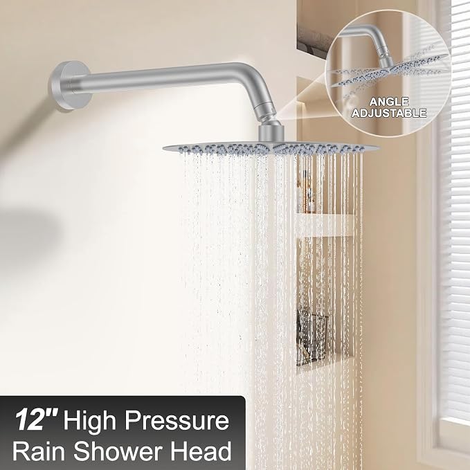 12-Inch Brushed Nickel Shower System: Ultimate High-Pressure Experience - Image 3