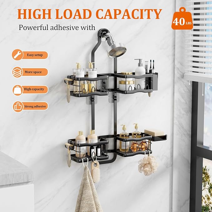 Shower Caddy Hanging Shower Head, Rustproof Hanging Shower Caddy Over - Image 8