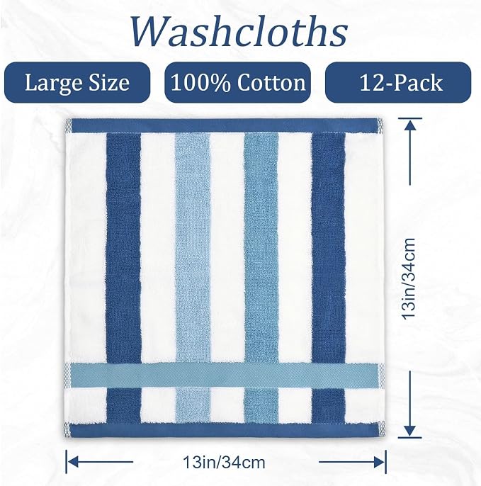 Jacquotha 12 Pack Wash Cloths for Showering 3 Colors, Cotton Washcloths Gentle - Image 6