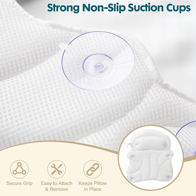 Bath Pillows for Tub – 4D Air Mesh Bathtub Pillow - Image 4