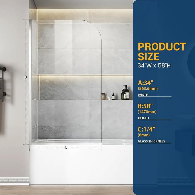 Bathtub Shower Glass Panel, Simple Shower Door Panel Easy to Install - Image 4