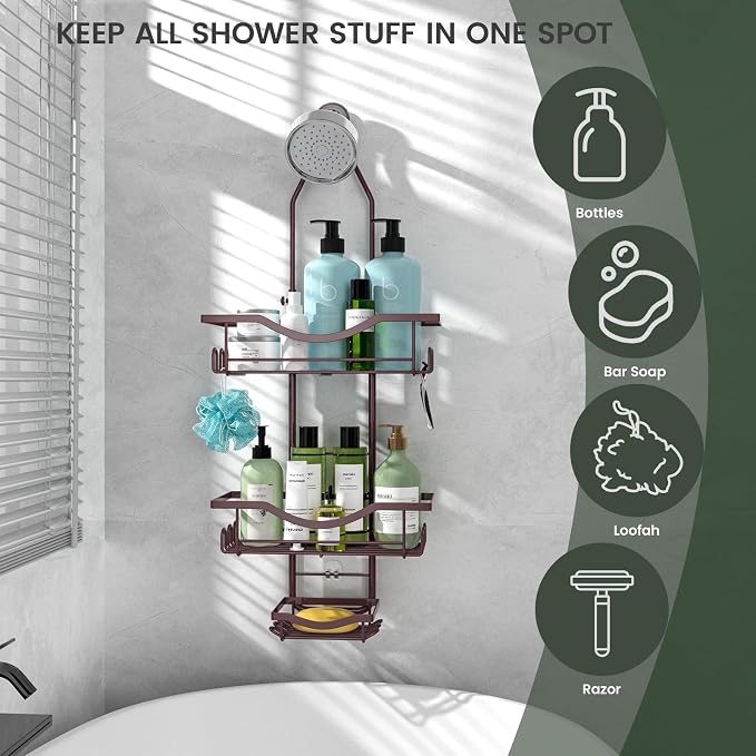 REINHARDT Shower Caddy Hanging Adjustable, Extended Length Rustproof Showers - Image 7
