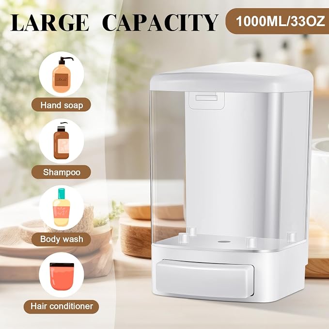 Hushee 2 Pcs Commercial Soap Dispenser Wall Mounted Manual Soap Dispenser - Image 5