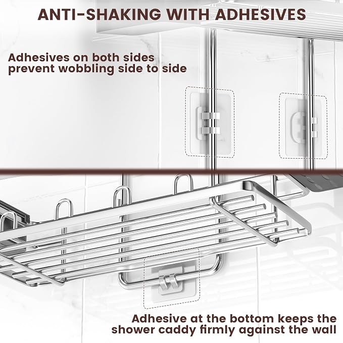 REINHARDT Shower Caddy Hanging, Rustproof Shower Caddy Anti-Swing Shower - Image 6