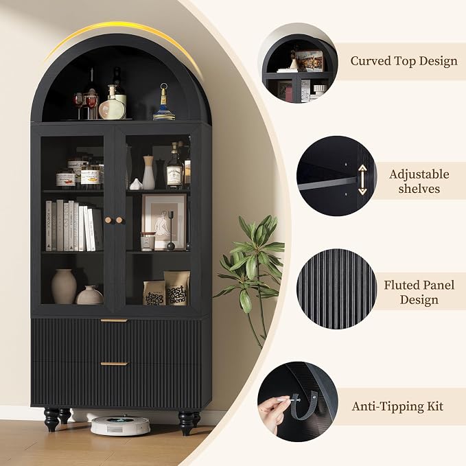 71" Tall Arched Pantry Cabinet - Image 5