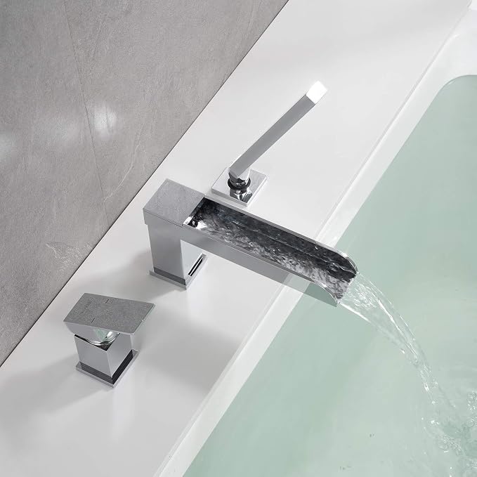 Waterfall Roman Tub Faucets Deck Mount Chrome Bathtub Faucets Brass Tub Filler - Image 5