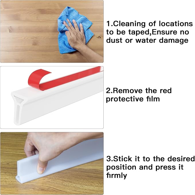 1.96'' High Shower Threshold Water Dam Collapsible 67IN Shower Water Splash - Image 5