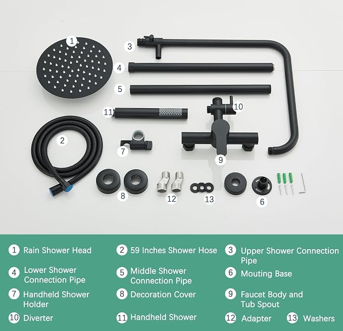 Shower System Matte Black Outdoor Shower Fixtures - Image 9