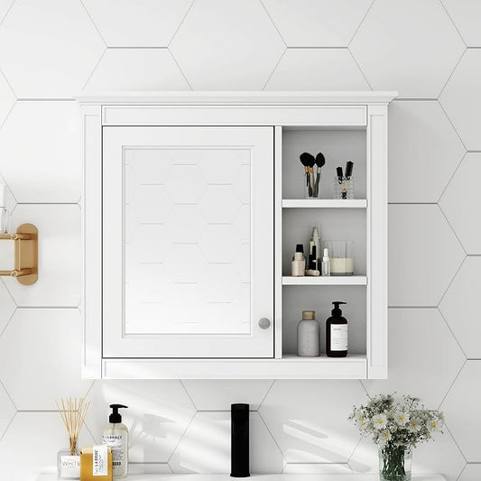 30'' x 28'' White Medicine Cabinet, Wall Mounted Bathroom Storage Cabinet by THINK30