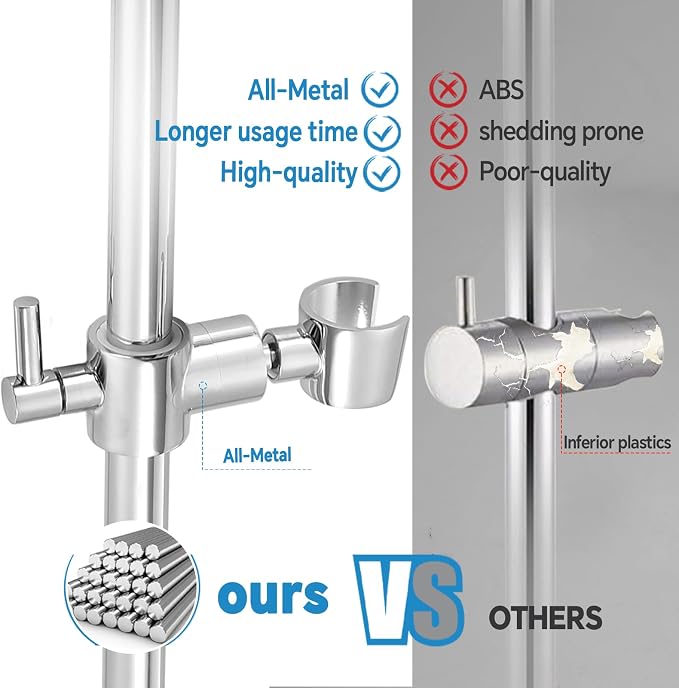 Shower Slide Bar Adjustable Handheld Shower Head Holder Wall Mount - Image 4