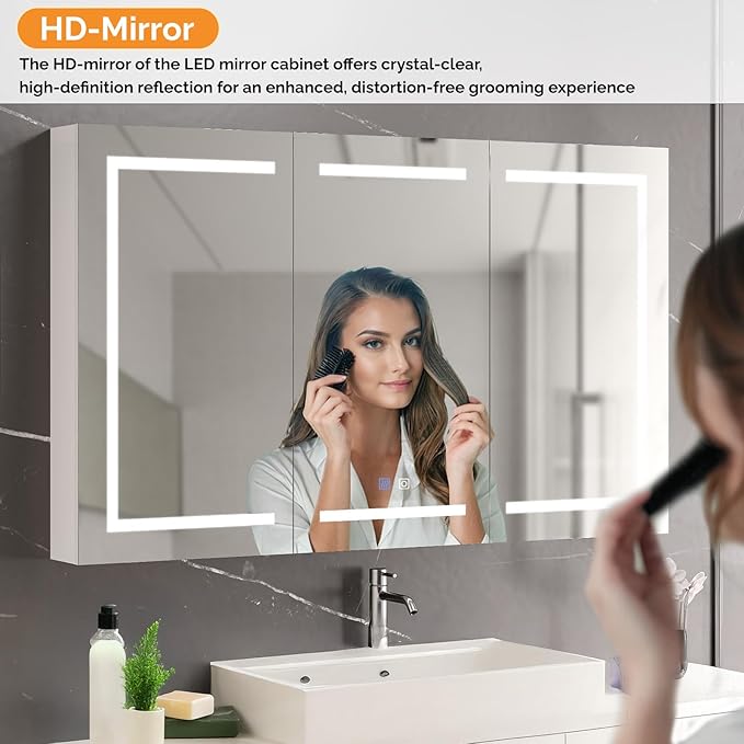 VINGLI 60 x 36 Inch Extra Large Lighted Bathroom Medicine Cabinet - Image 6