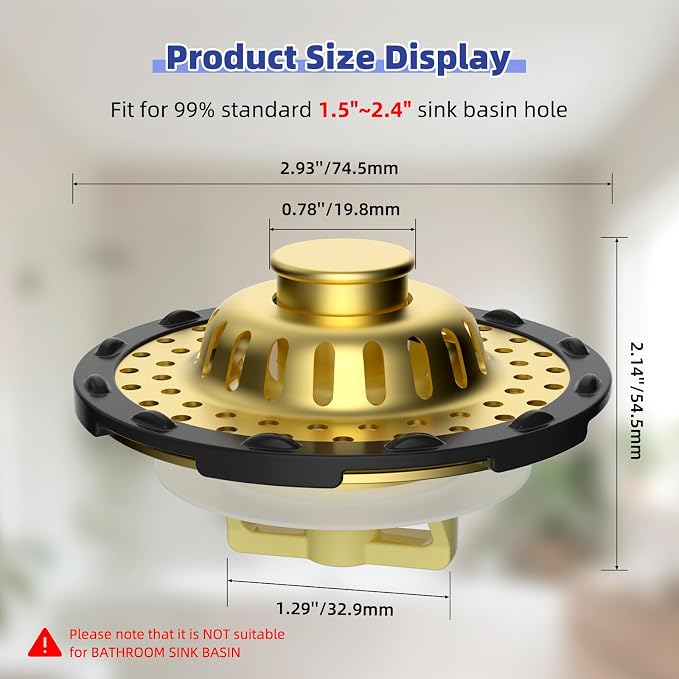 Metal 2 Pack Bathtub Drain Stopper - Image 8