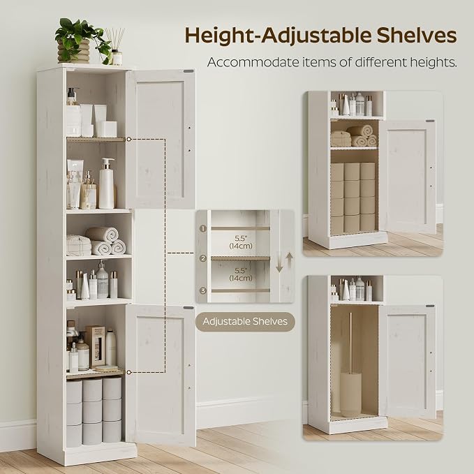Tall Bathroom Cabinet with 2 Barn Doors, Farmhouse Storage Cabinet with - Image 5