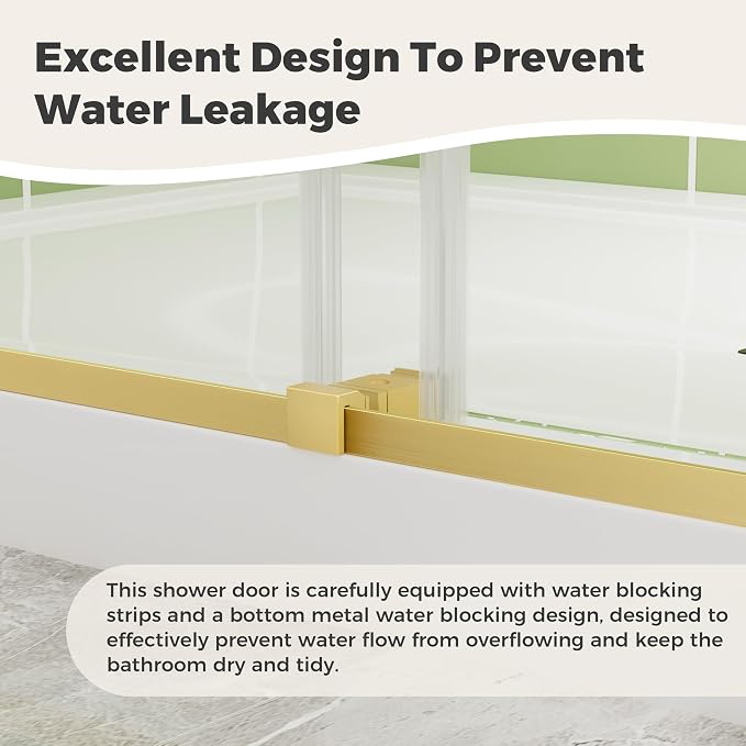 DELAVIN 56-60" W x 75" H Double Sliding Shower Door, 1/4" SGCC Tempered Glass - Image 6