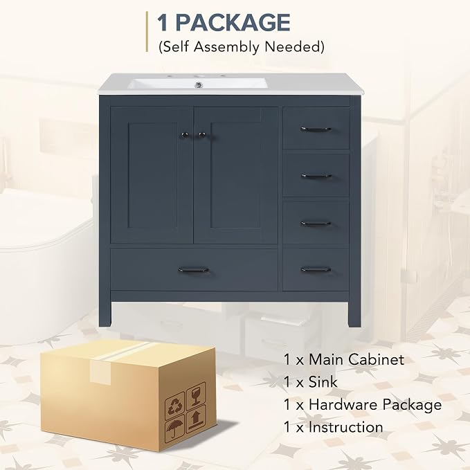 Harper & Bright Designs 36" Bathroom Vanity - Image 9