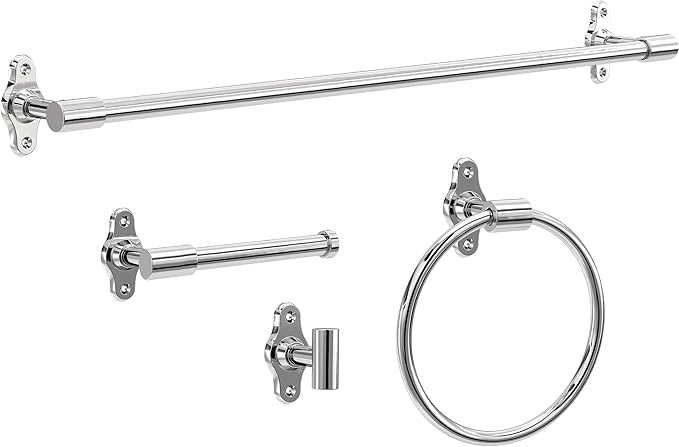 Franklin Brass Calloway 4-Piece Bathroom Set Polished Chrome 18" + 6" Towel Rack by FranklinBrass