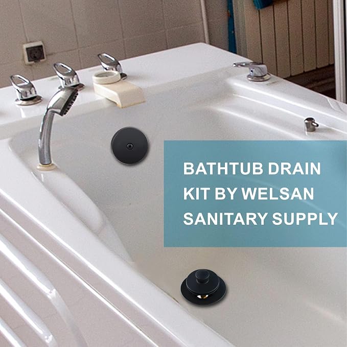 Matte Black Tub Drain and Overflow Kit - Image 2