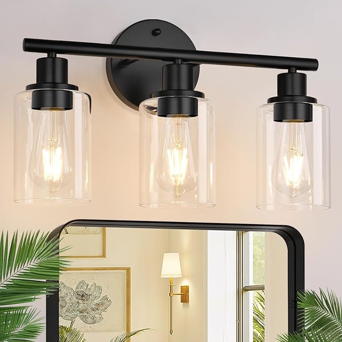 3-Light Bathroom Light Fixtures, 17.23" Black Modern Vanity Lights by Zarbitta