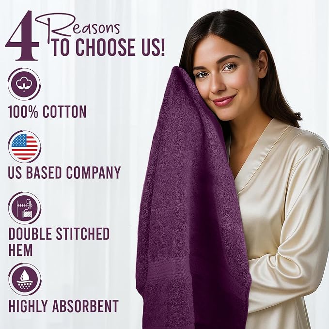 RIVERSIDE 100% Ring Spun Cotton Large Bath Towels Set of 4, 27 x 54 Inches – - Image 5