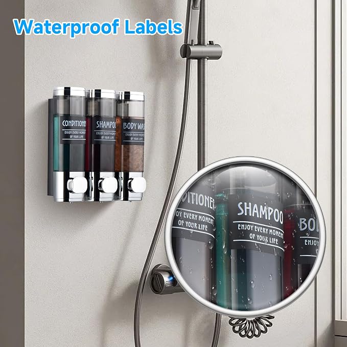 Shampoo and Conditioner Dispenser, GlintGath Shower Dispenser 3 Chamber No - Image 4
