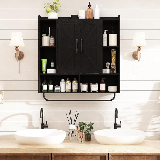 RUSTOWN Rustic Wood Wall Bathroom Cabinet, Farmhouse Medicine Cabinet Wall - Image 9