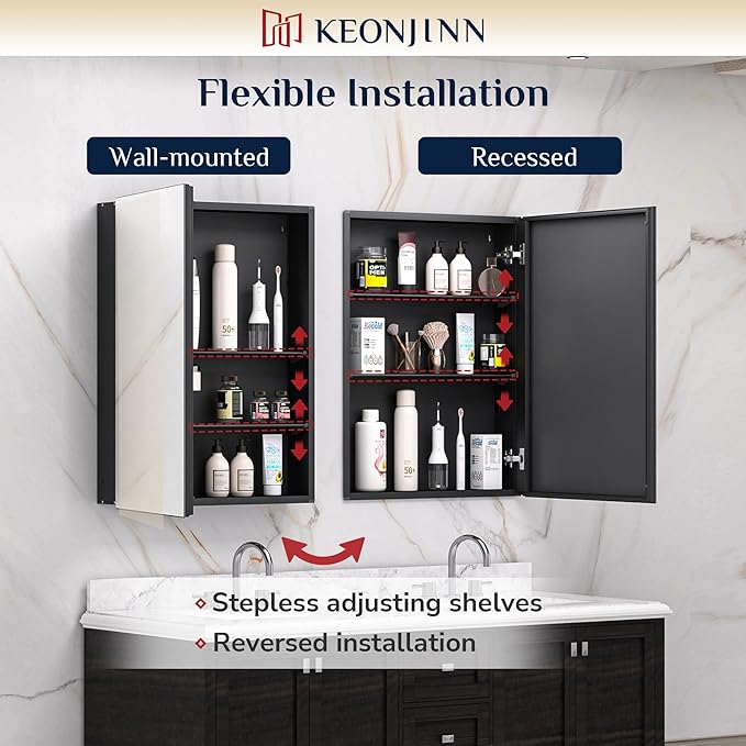 Keonjinn 40 x 26 Inch Medicine Cabinet, Assembly Required, Lightweight - Image 5