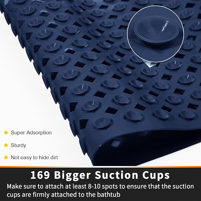 Yimobra Square Shower Mat Non Slip, Super Strong Suction Cups, Machine Washable - Image 2