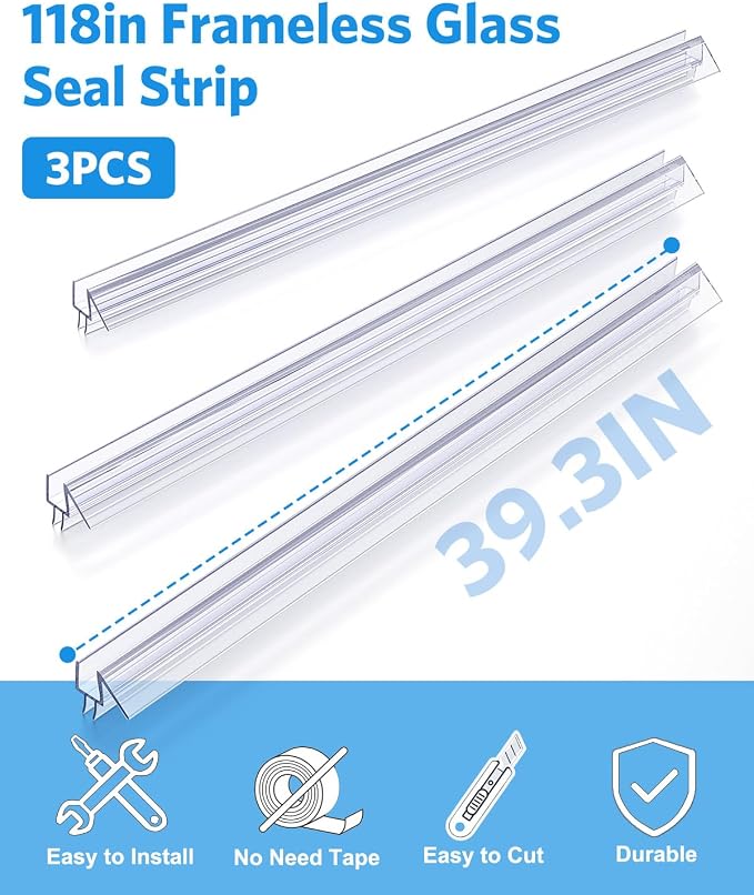 Shower Door Bottom Seal, Frameless Glass Doors Seal Strip - Image 3