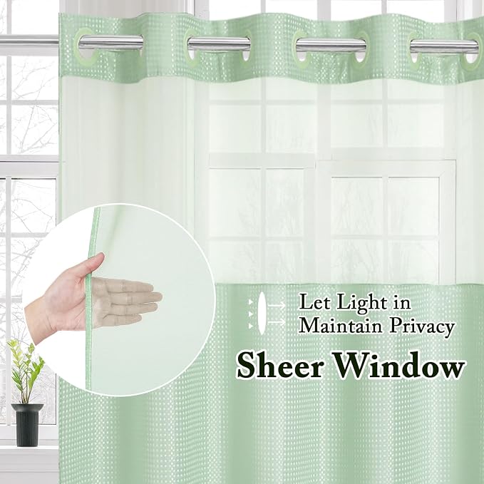 Gibelle No Hook Waffle Weave Shower Curtain - Image 2