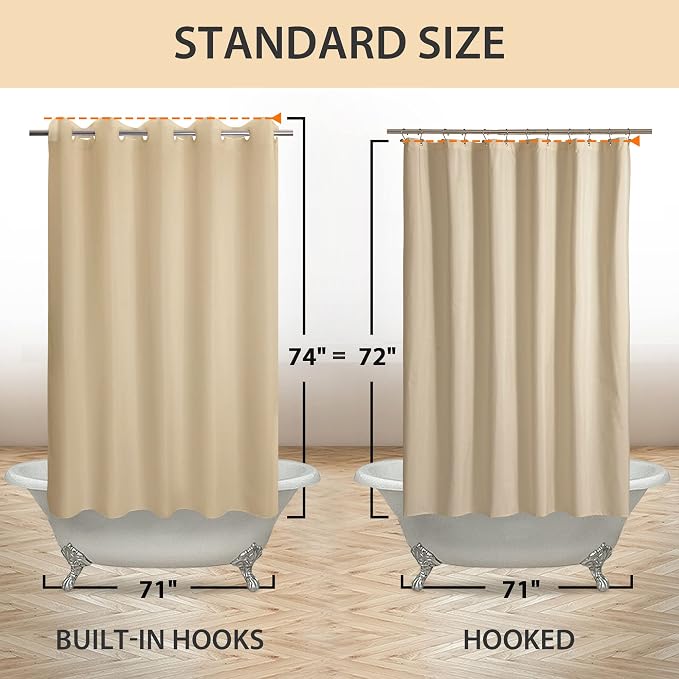 Fabric Shower Curtain No Hooks & Liner Needed - Image 6